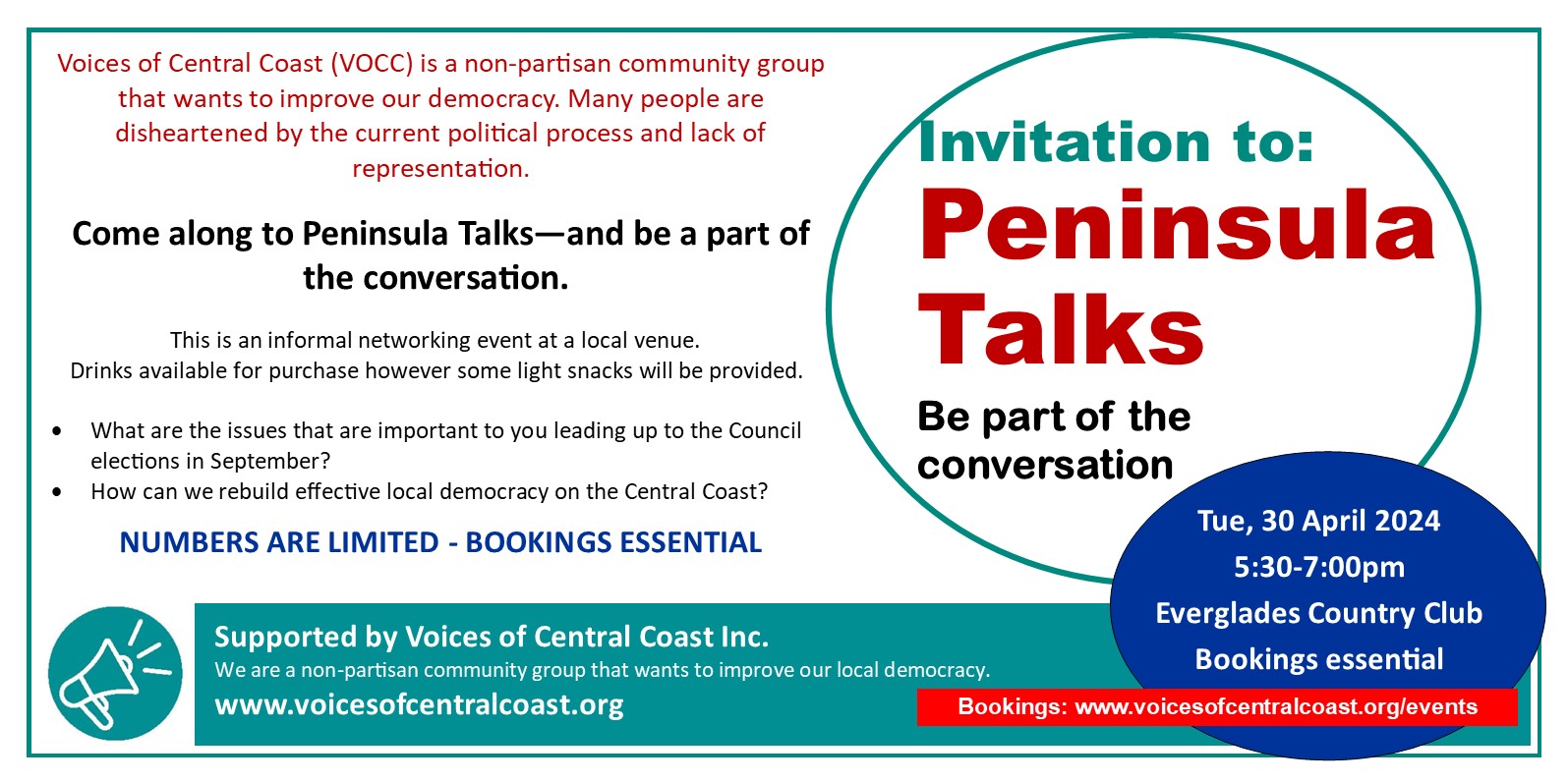 VOCC Peninsula Talks landscape flyer